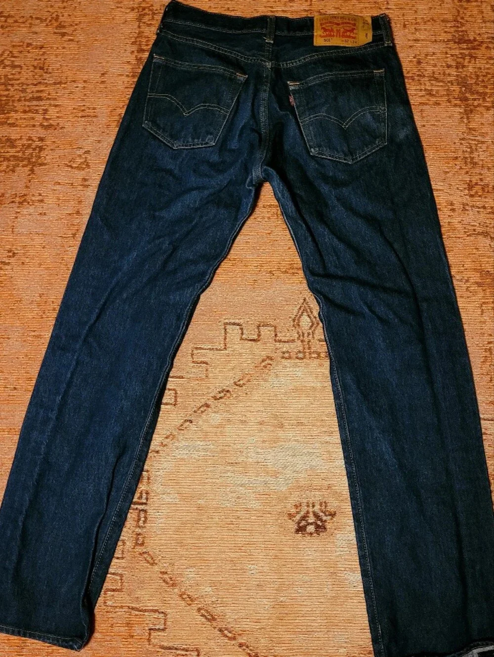Men's Levi's 501 Straight-Leg Jeans in Dark Wash Blue Denim Button Fly